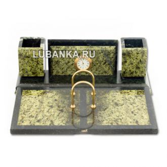 Настольный набор для руководителя «Часы» из камня
